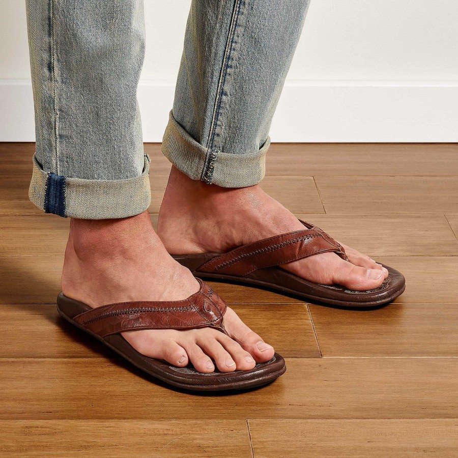 Men OluKai | Hiapo Men'S Leather Beach Sandals