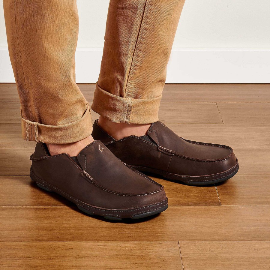 Men OluKai | Moloa Men'S Leather Slip On Shoes