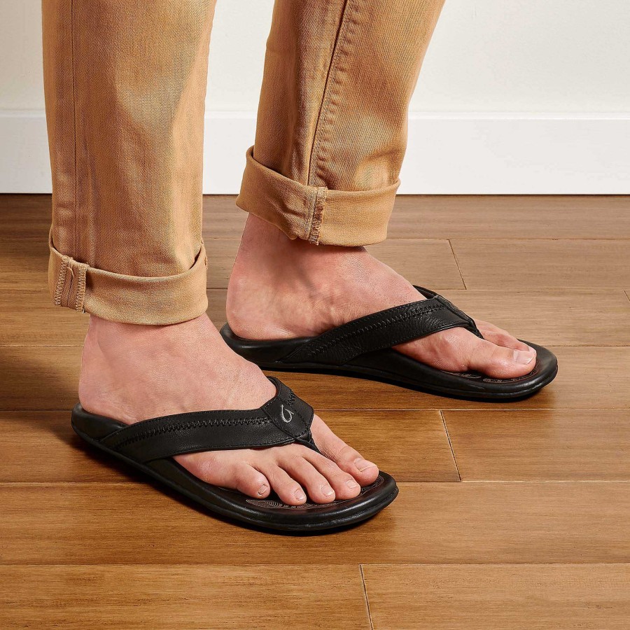 Men OluKai | Hiapo Men'S Leather Beach Sandals