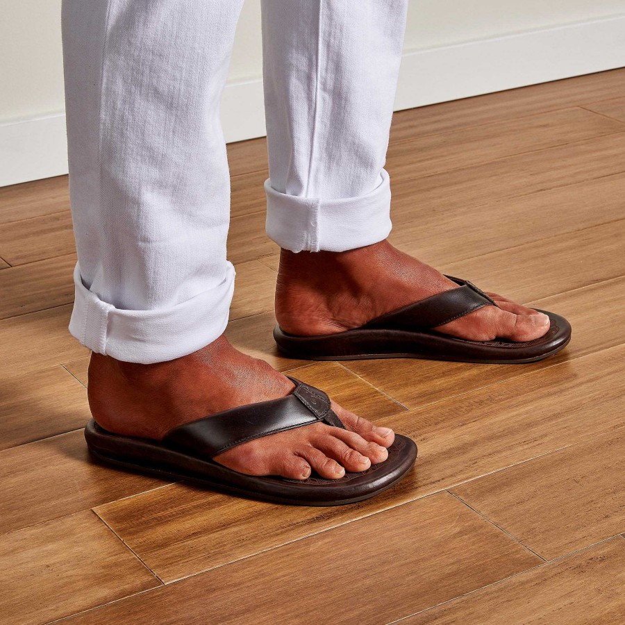 Men OluKai | Ilikai Men'S Premium Leather Sandals