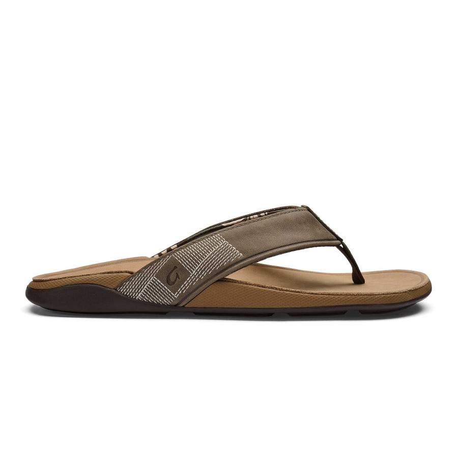 Men OluKai | Tuahine Men'S Leather Beach Sandals