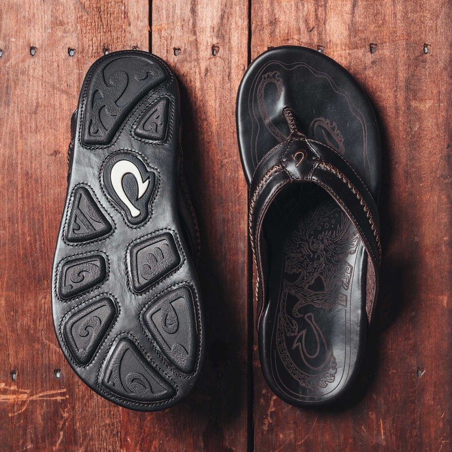 Men OluKai | Mea Ola Men'S Leather Beach Sandals