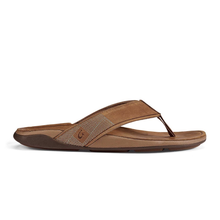 Men OluKai | Tuahine Men'S Leather Beach Sandals