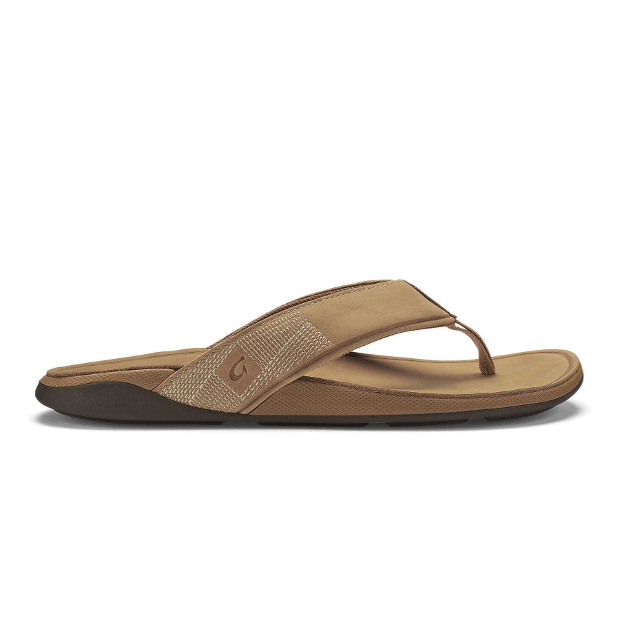 Men OluKai | Tuahine Men'S Leather Beach Sandals