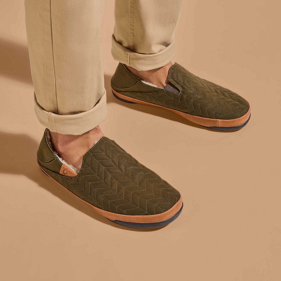 Men OluKai | Hanohano Men'S Waxed Canvas Slippers