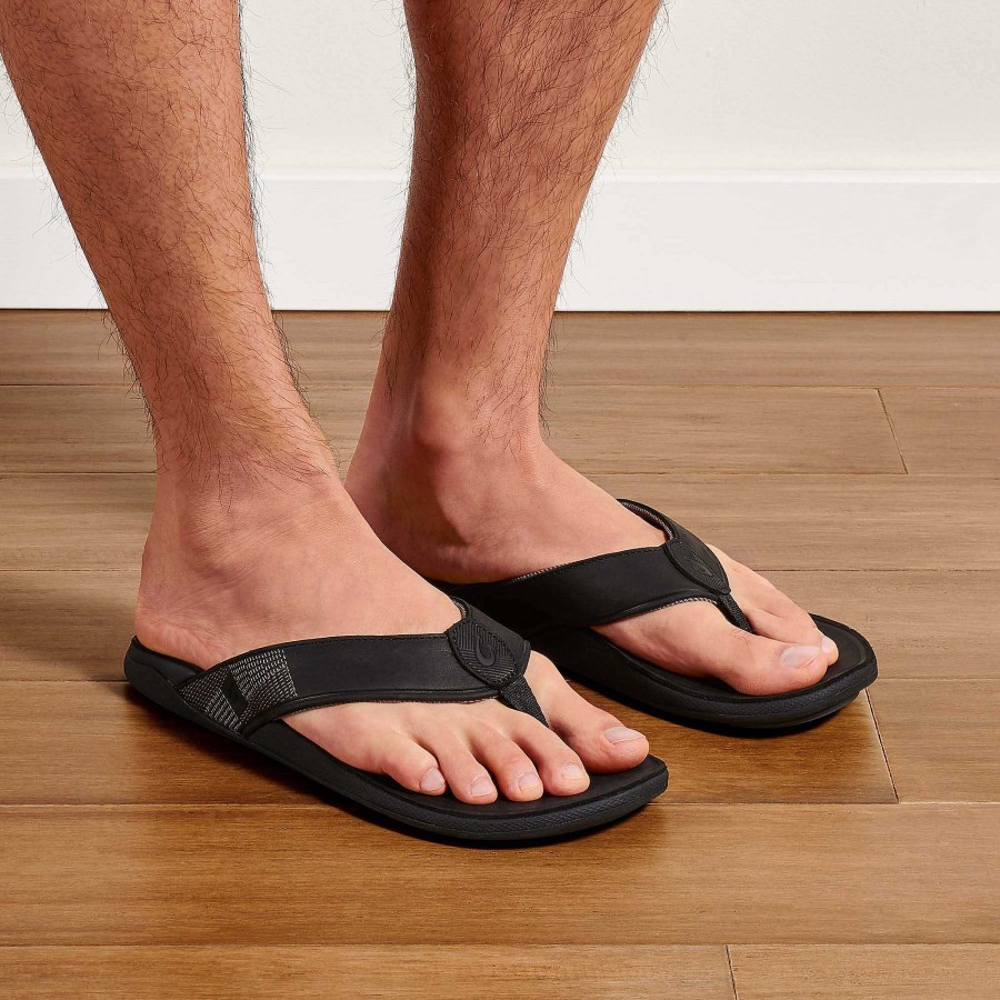 Men OluKai | Tuahine Men'S Leather Beach Sandals