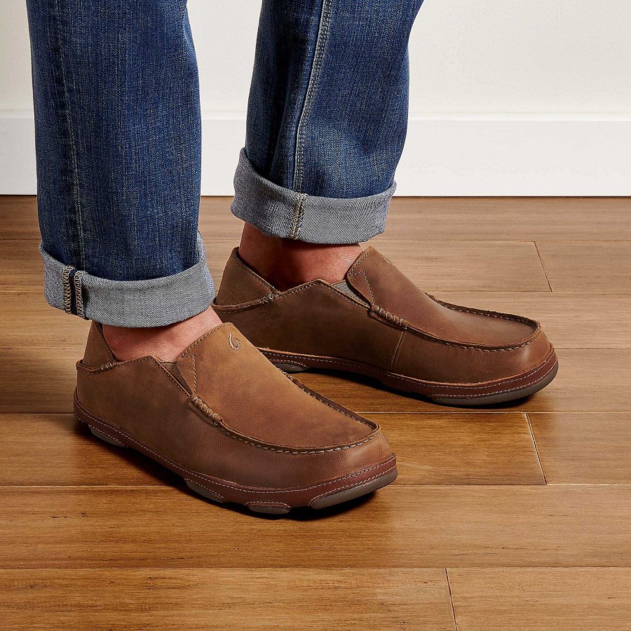 Men OluKai | Moloa Men'S Leather Slip On Shoes