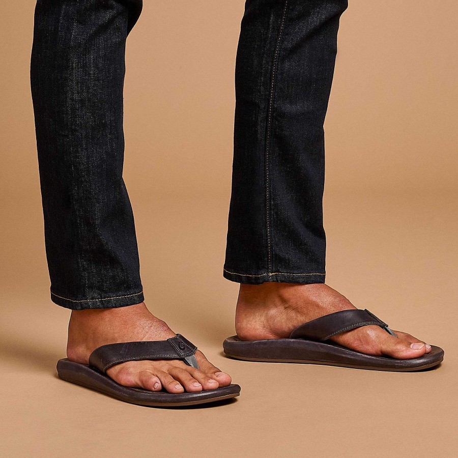 Men OluKai | Ilikai Men'S Premium Leather Sandals