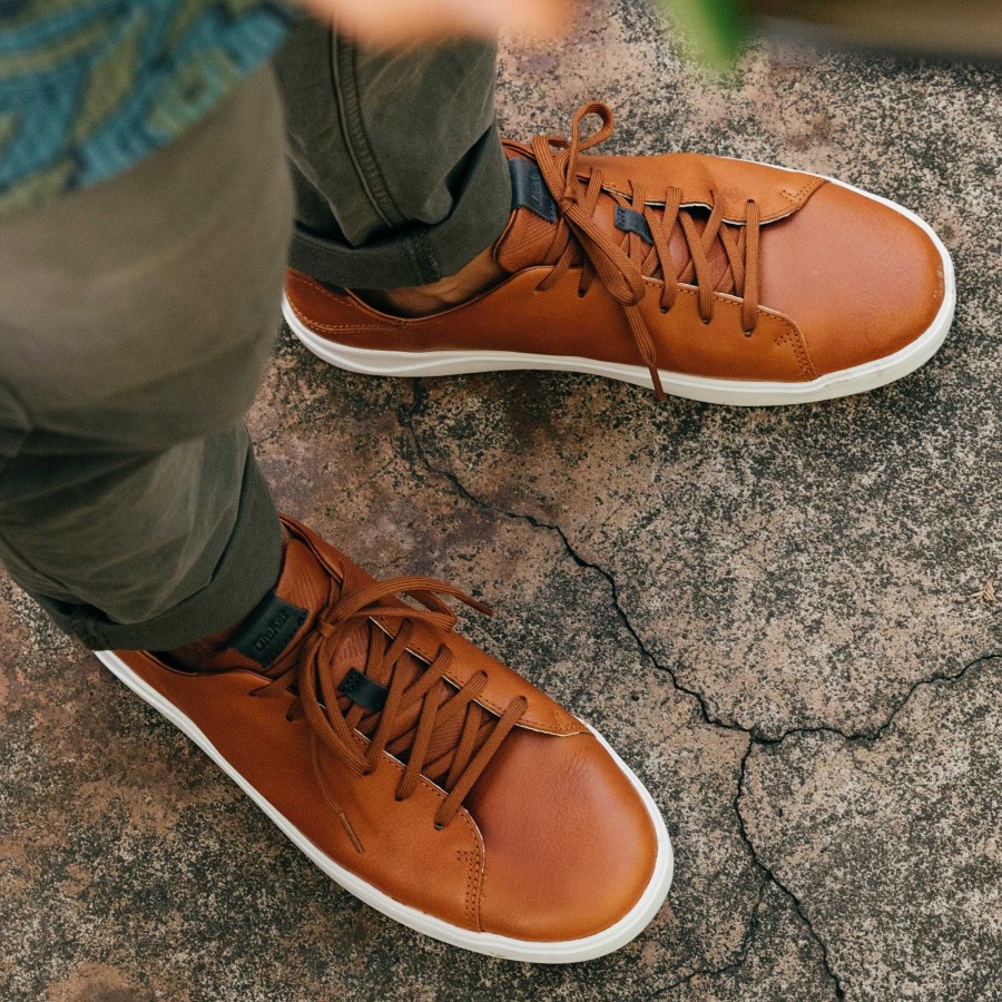 Men OluKai | Panepo'O Men'S Italian Leather Sneakers