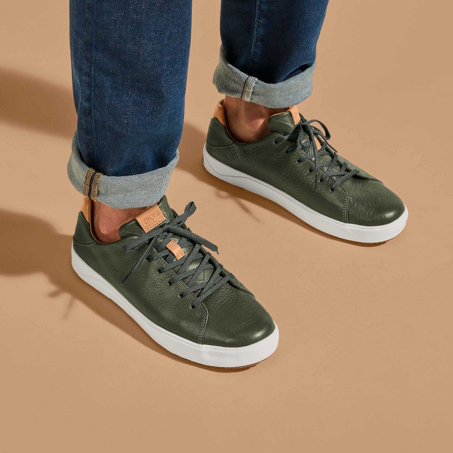 Men OluKai | Panepo'O Men'S Italian Leather Sneakers