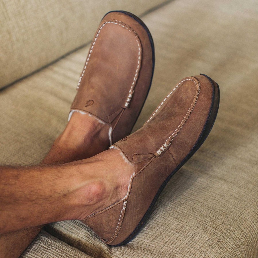 Men OluKai | Moloa Slipper Men'S Premium Leather Slippers